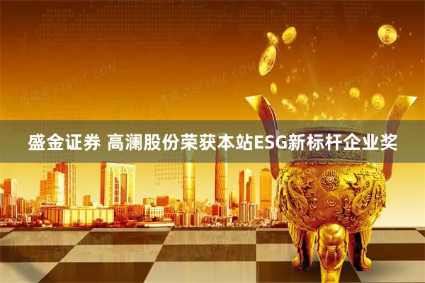 盛金证券 高澜股份荣获本站ESG新标杆企业奖